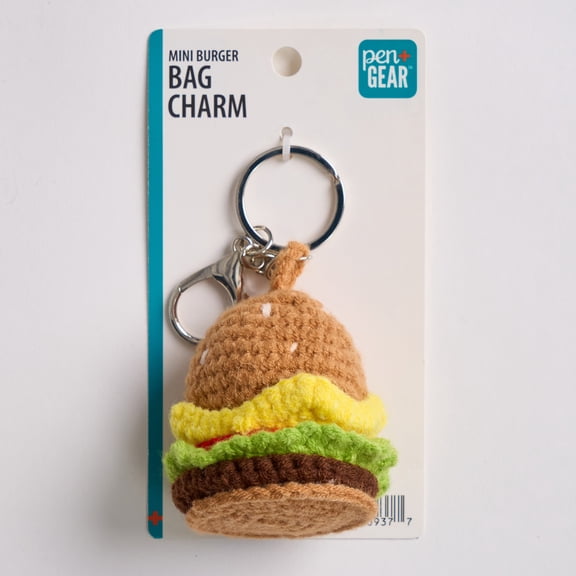 Pen+Gear Mini Crochet Burger Bag Charm, Brown
