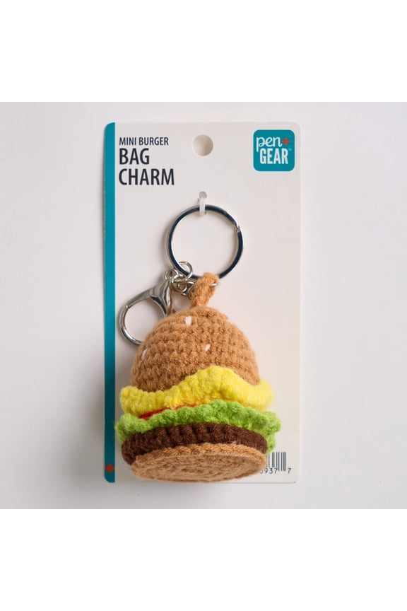 Mini Crochet Burger Bag Charm, Brown