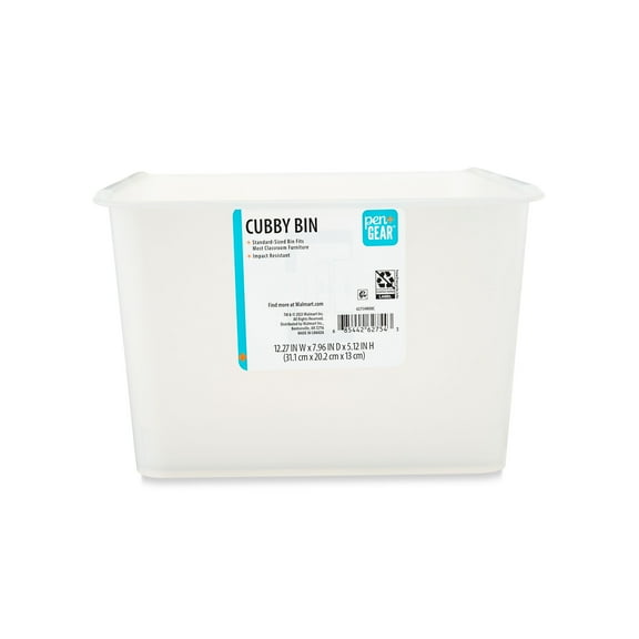 Pen+Gear Cubby Bin, Clear, 12.27 in x 7.96 in x 5.12 in