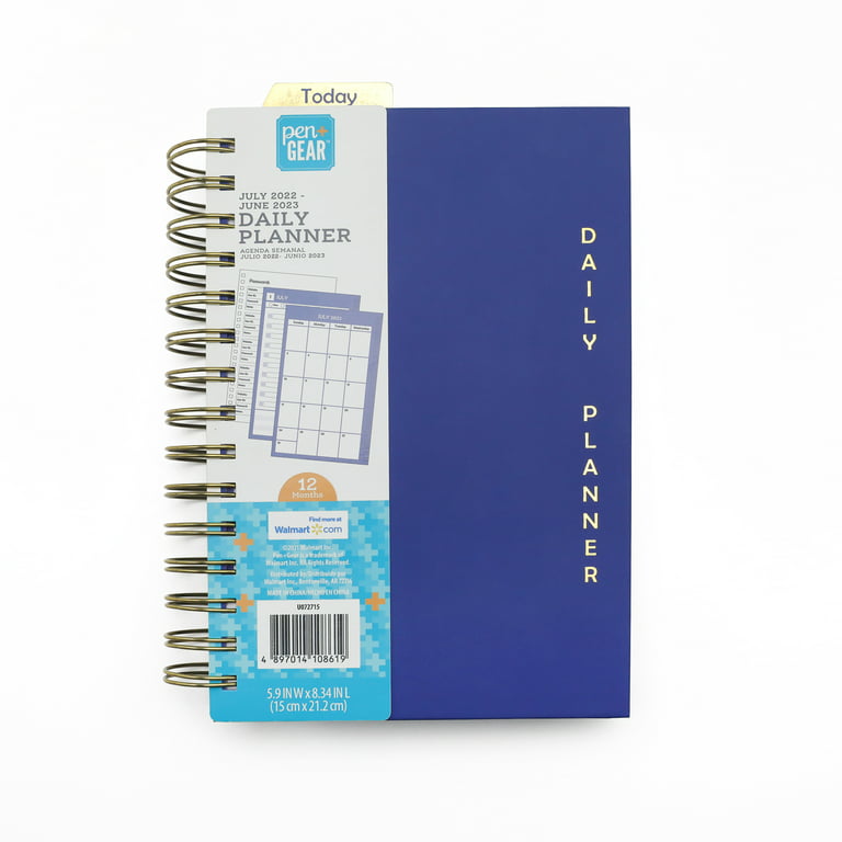 Pen+Gear Daily Planner, July 2022-June 2023, Blue Leatherette