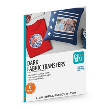 Pen+Gear Dark Fabric Transfer Paper, Inkjet Printable, 8.5" x 11", 6 Sheets