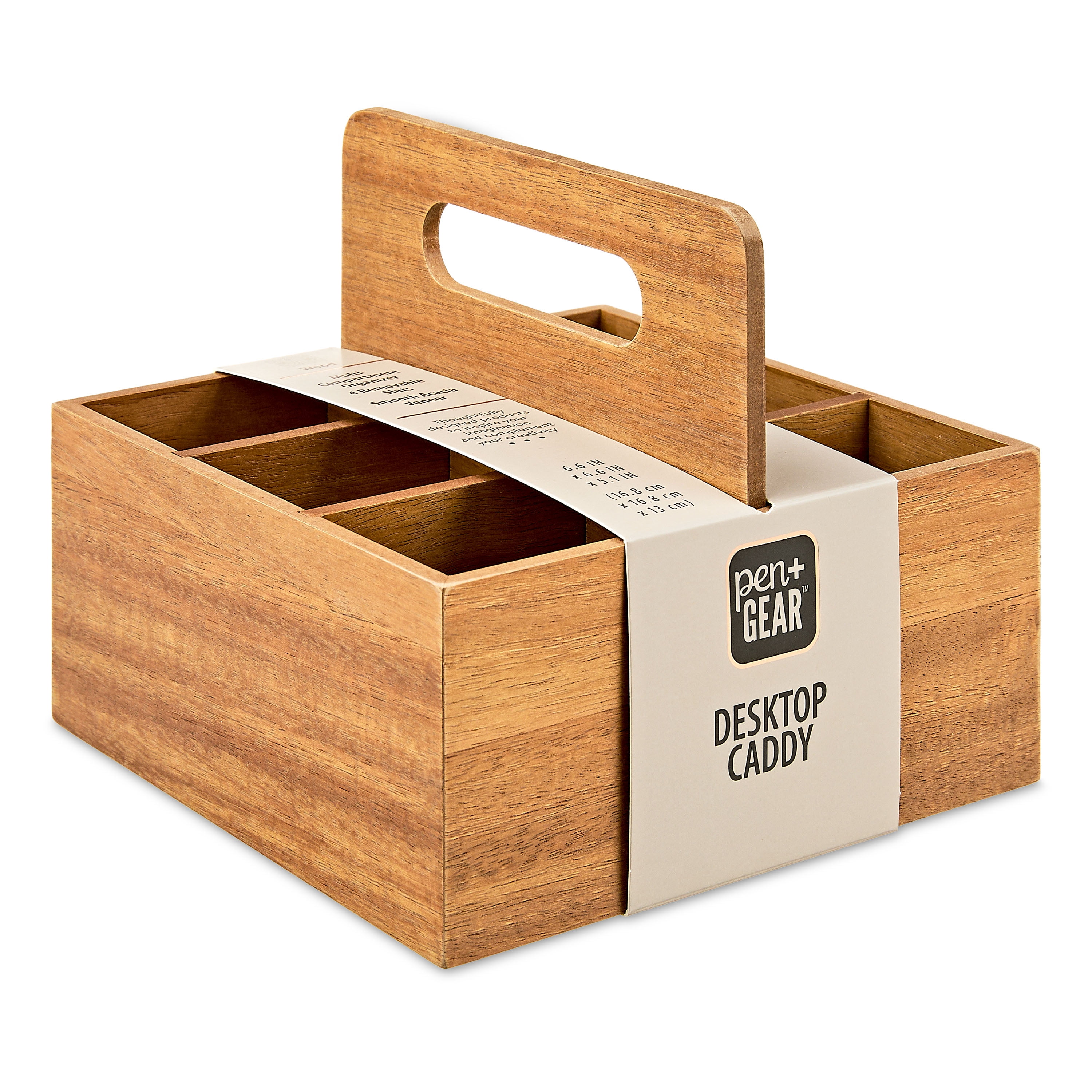 Pen+Gear Desktop Caddy, 6.6 in x 6.6 in x 5.1 in, 6 Compartments