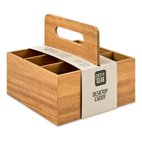 Pen+Gear Desktop Caddy, 6.6 in x 6.6 in x 5.1 in, 6 Compartments