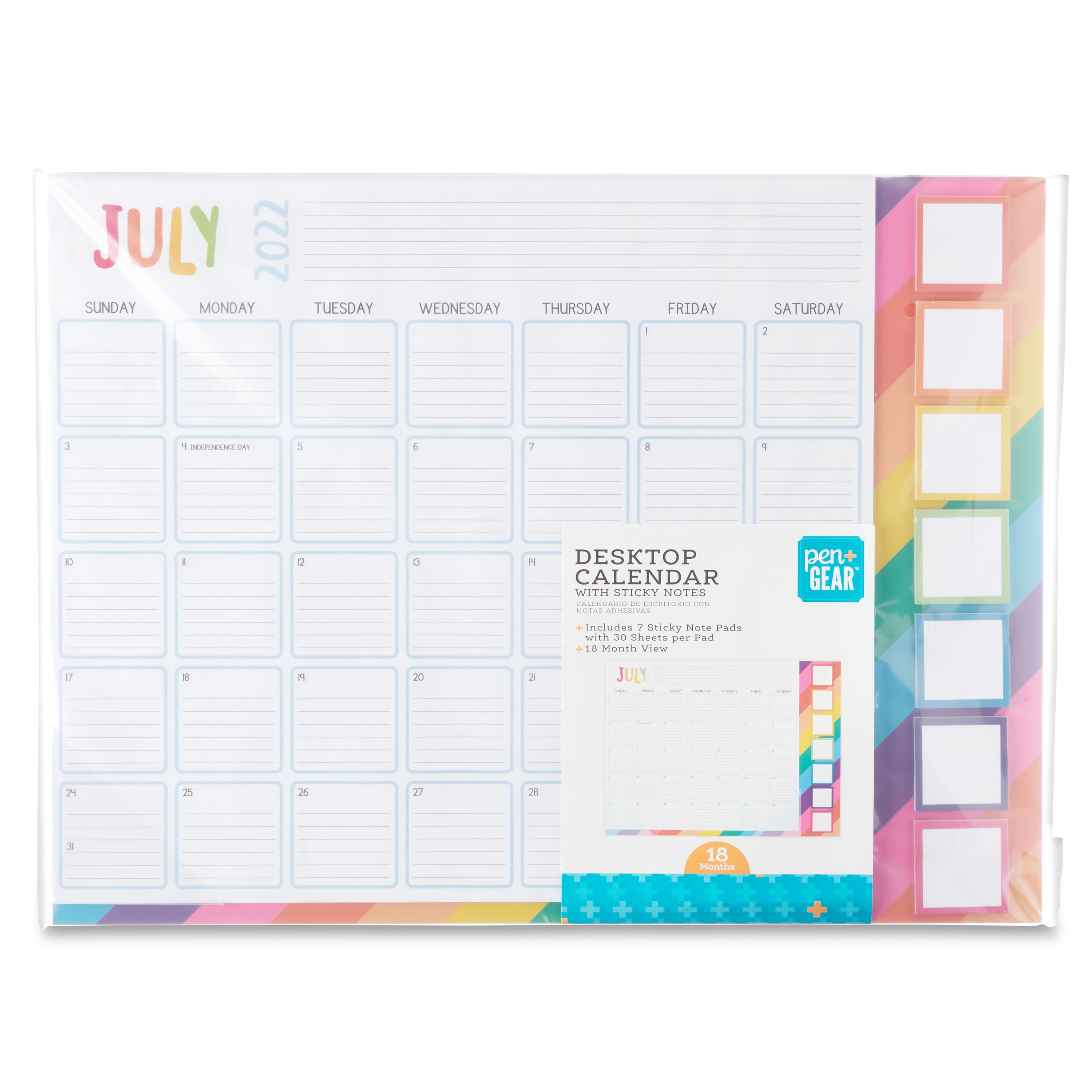 Pen+Gear Desktop Calendar, Rainbow 