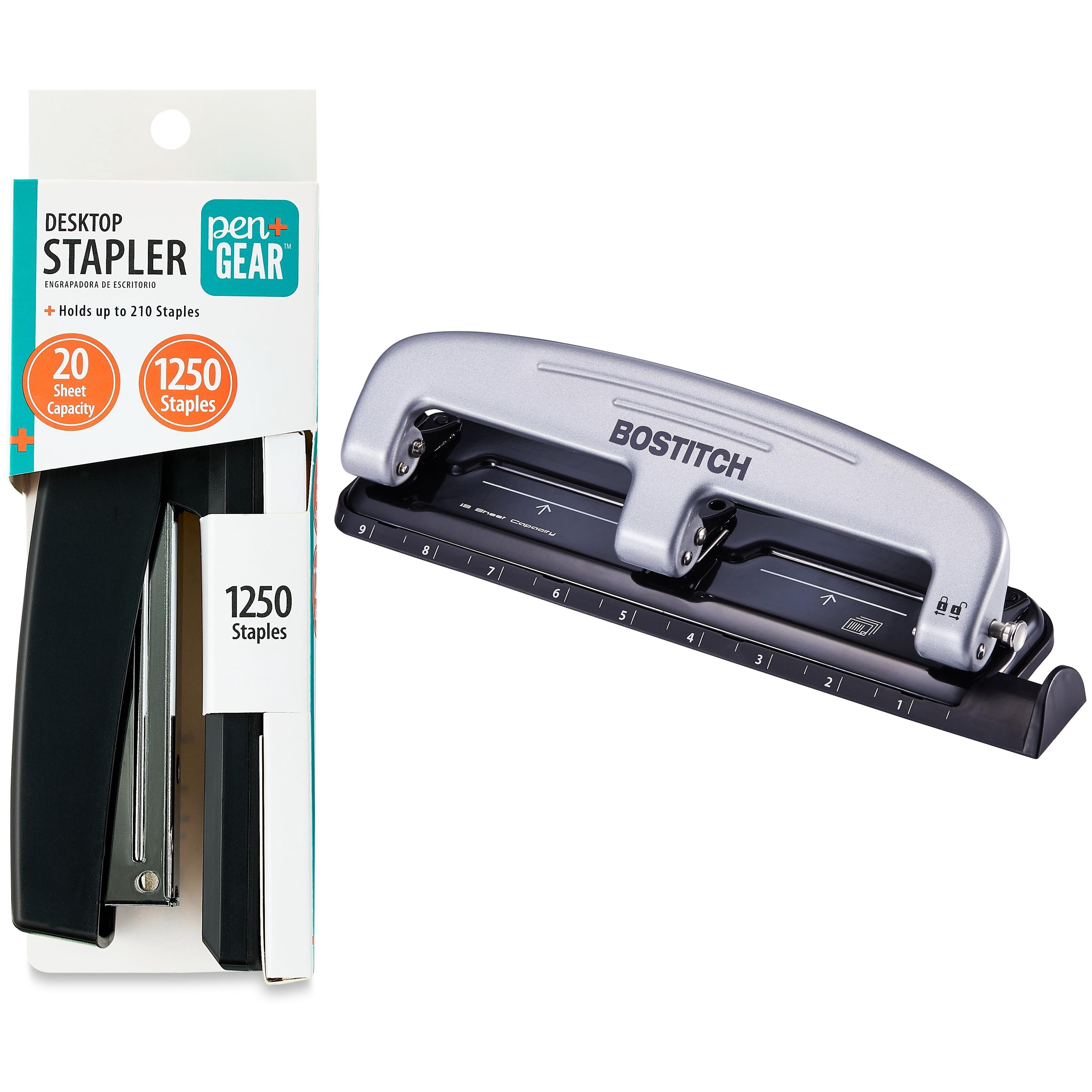 Pen+Gear Desktop Stapler and Bostitch EZ Squeeze Three-Hole Punch Office Bundle