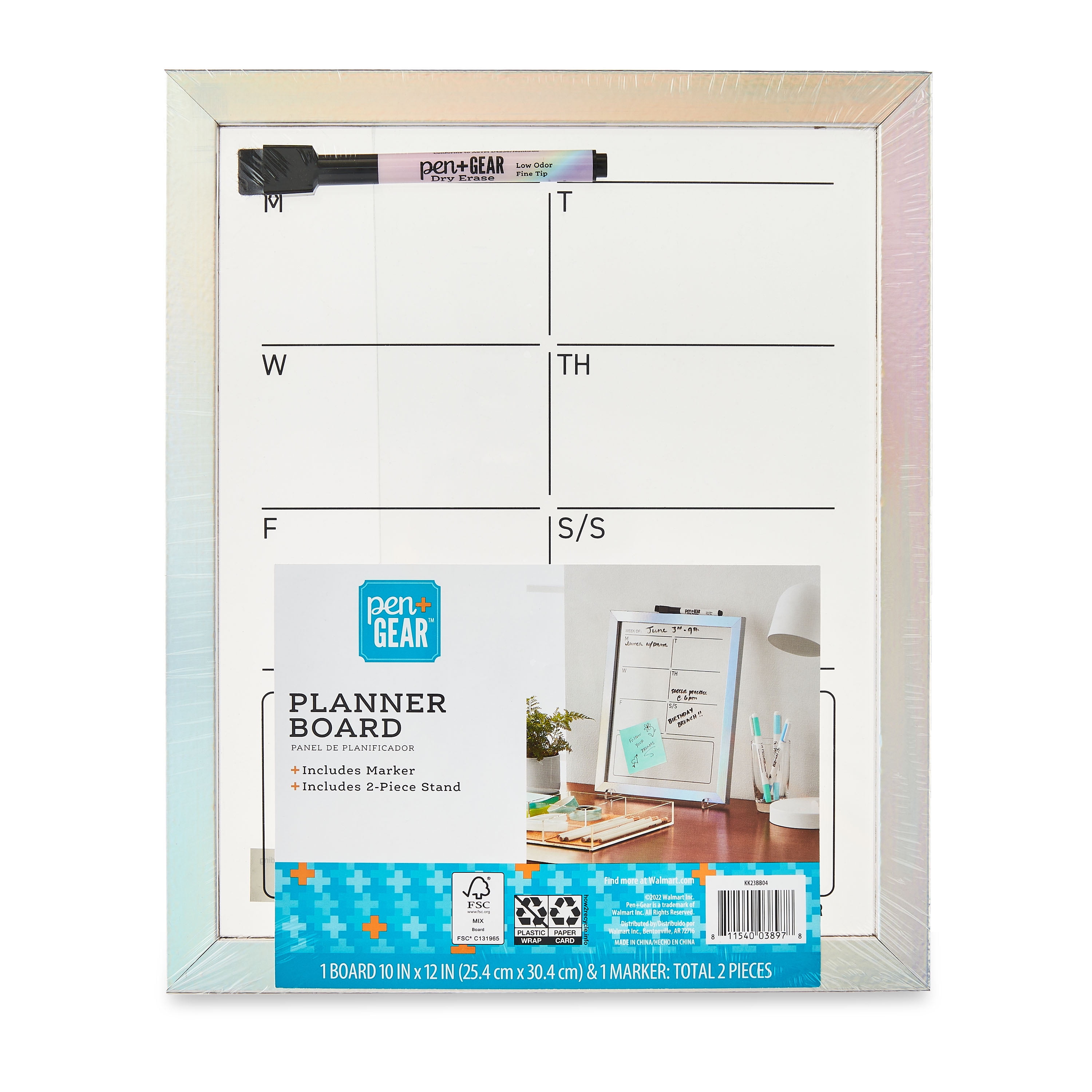 Pen + Gear Desktop Weekly Calendar Planner Board, Clear, 10" x 12