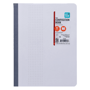 Cuaderno de Composiciones con Cubierta de Poli y Regla de Puntos Pen+Gear, 7.5 x 9.75 Pulgadas, Blanco, 80 Páginas