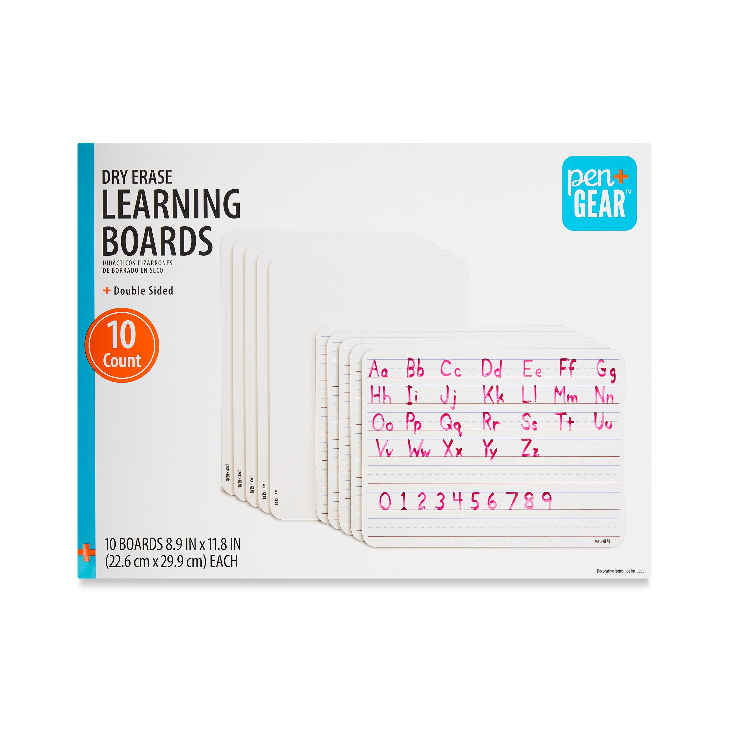 Pen+Gear DoubleSided Dry Erase Learning Boards, Height 8.9" x Width 11