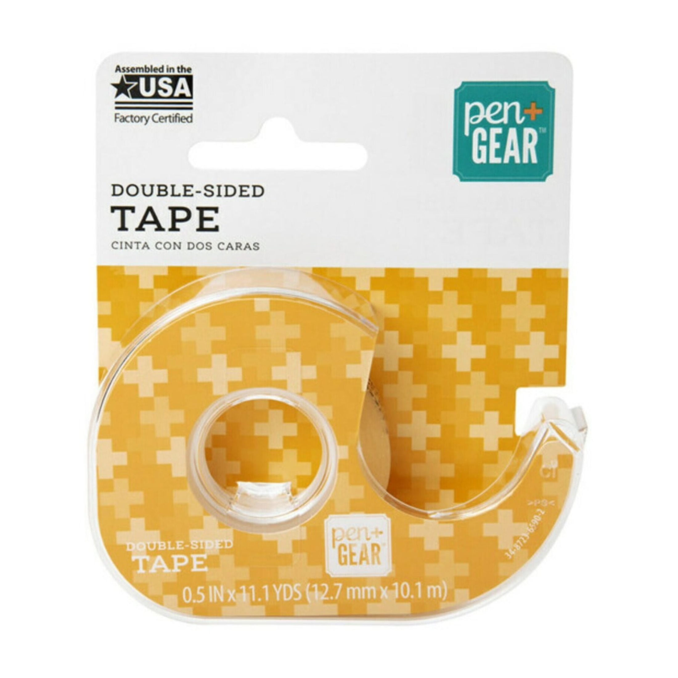 Pen + Gear Double Sided Tape, Clear, 1/2 in x 400in, 1 Roll with Dispenser