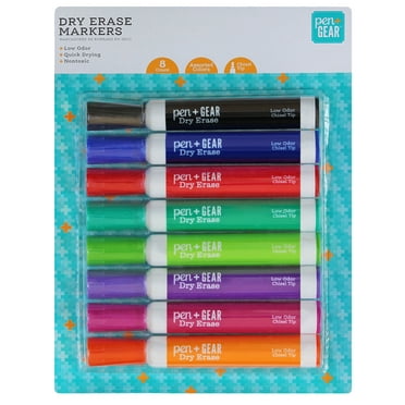 Pen+Gear Dry Erase, Chisel Tip, 8 Count, Assorted Colors, Low Odor, Quick Drying, Easy Clean
