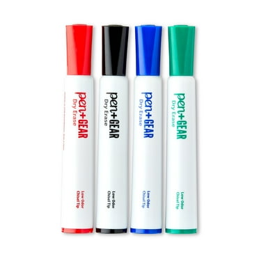 Pen+Gear Dry Erase Markers, Chisel Tip, Assorted Ink Colors, 4 Count