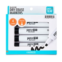 Pen+Gear Dry Erase Markers, Chisel Tip, Black, 4-Pack