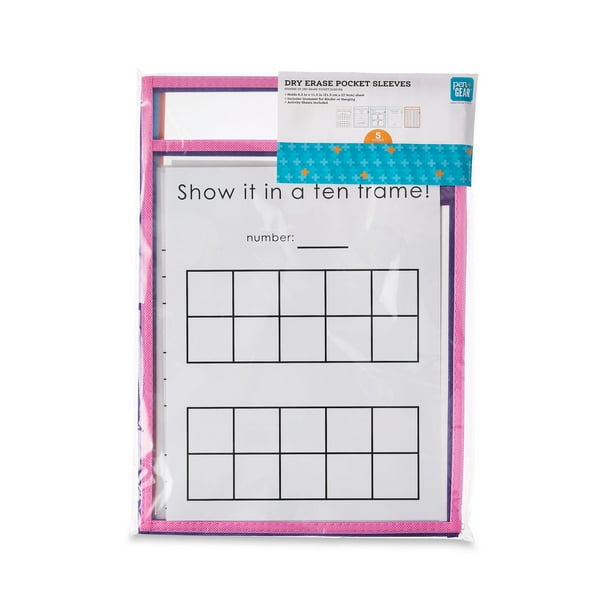 Pen+Gear Dry Erase Pocket Sleeves, File Folders, Assorted Colors