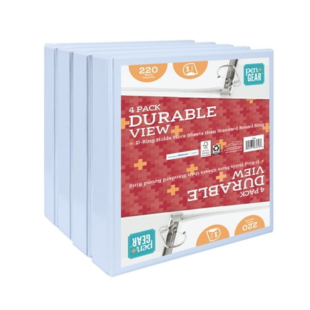 3-ring Binder 4-pack, White 1-inch Durable View by Pen + Gear