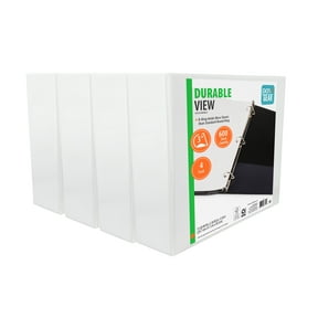 Pen+Gear Durable View 3-Ring Binder, 3 in D-Rings, White, 4-Pack