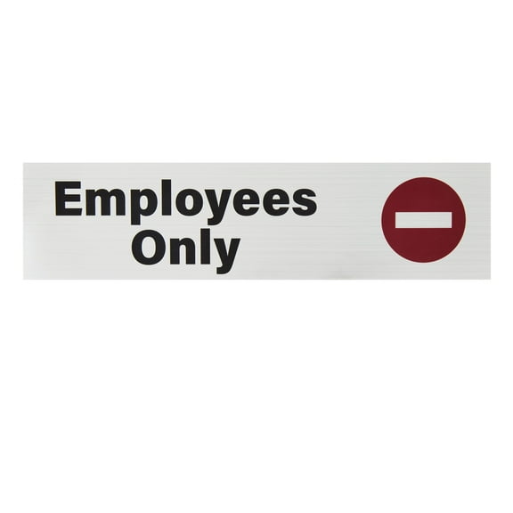 Pen+Gear Employees Only Sign–2x8inch, Silver Mylar, High-Visibility, Durable Office & Business Door Sign