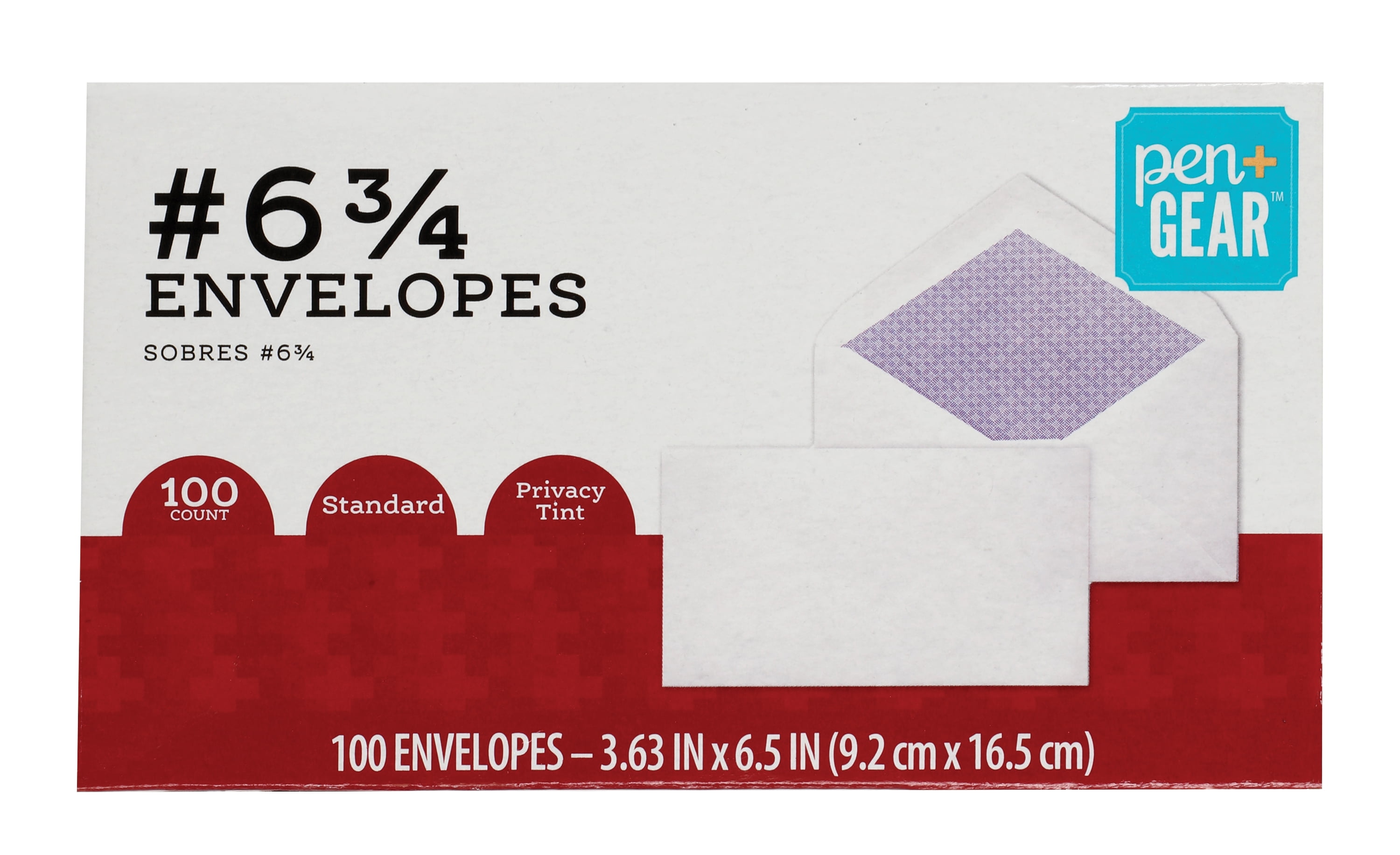 Pen+Gear Envelopes Size 63/4 (35/8" x 61/2"), 20 lb., White