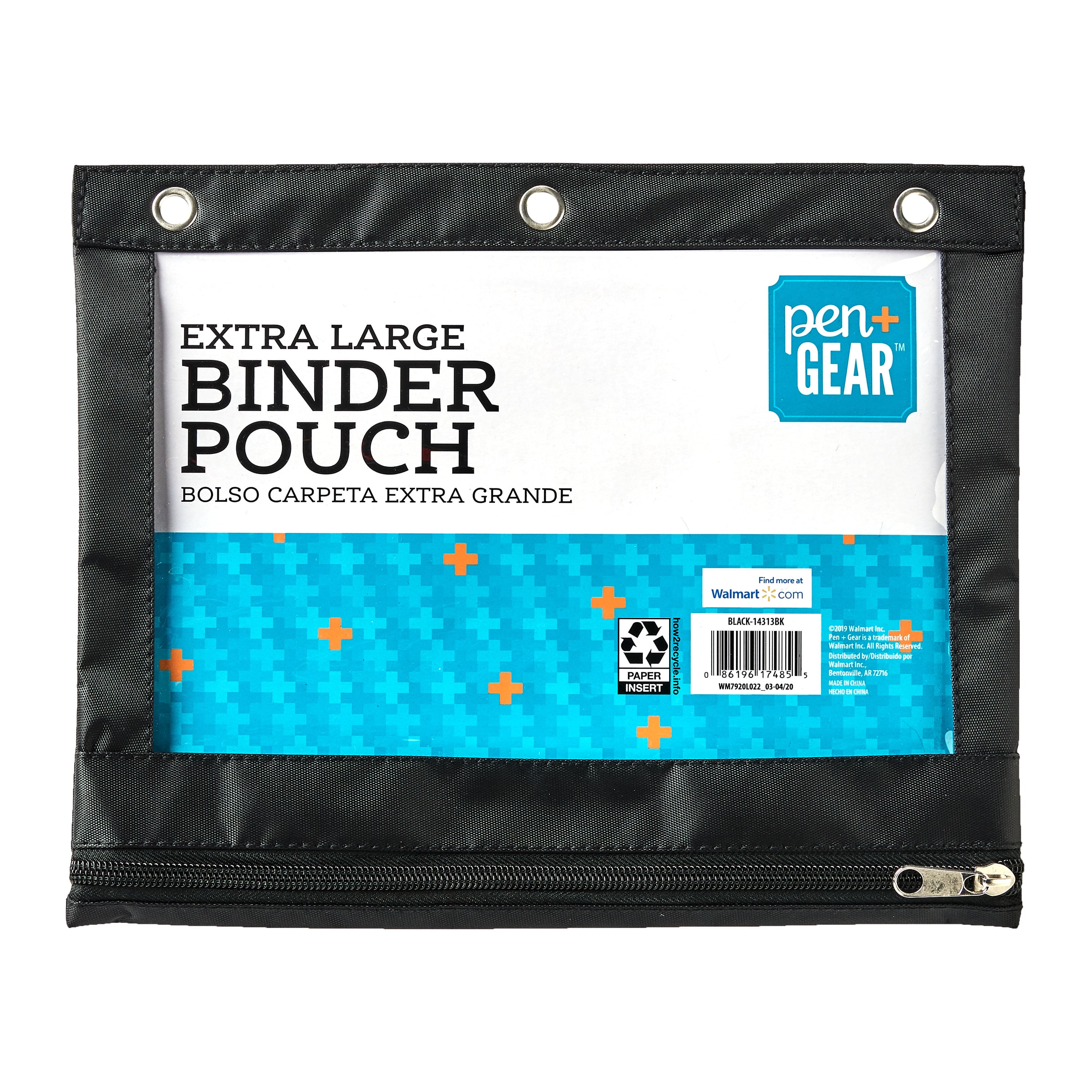 Pen + Gear Extra Large Polyester Binder Pouch Pencil Case, Black, 11 x  8.75