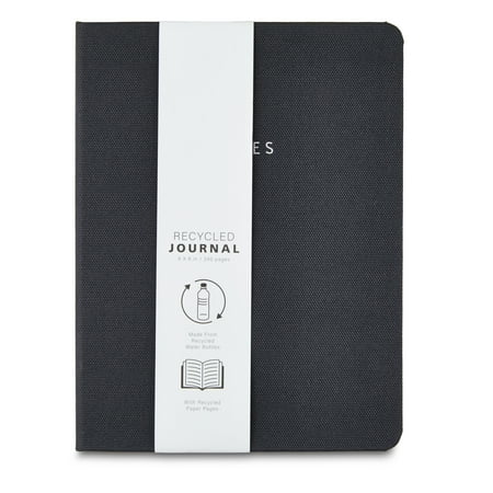 Pen+Gear Black Fabric Cover Journal with Elastic Band, 240 Ruled Pages