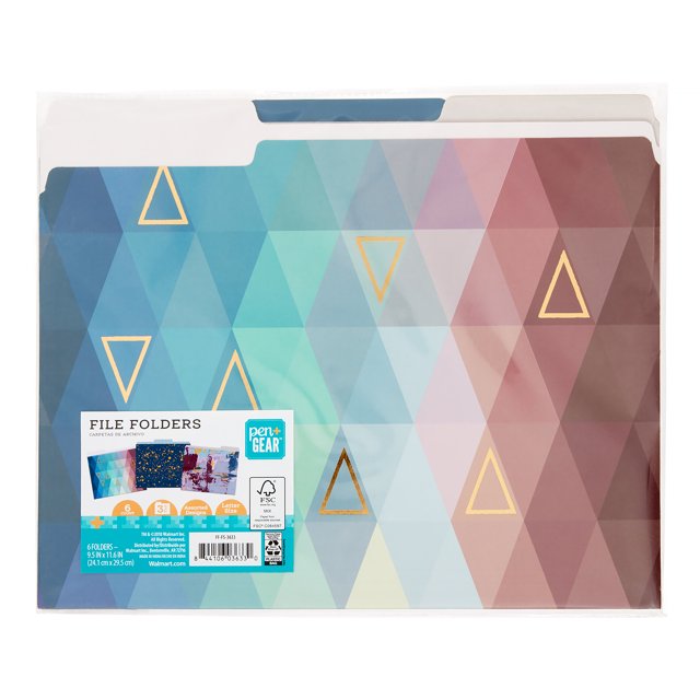 Pen + Gear Fashion Hanging File Folders, Assorted Designs, 6 Count