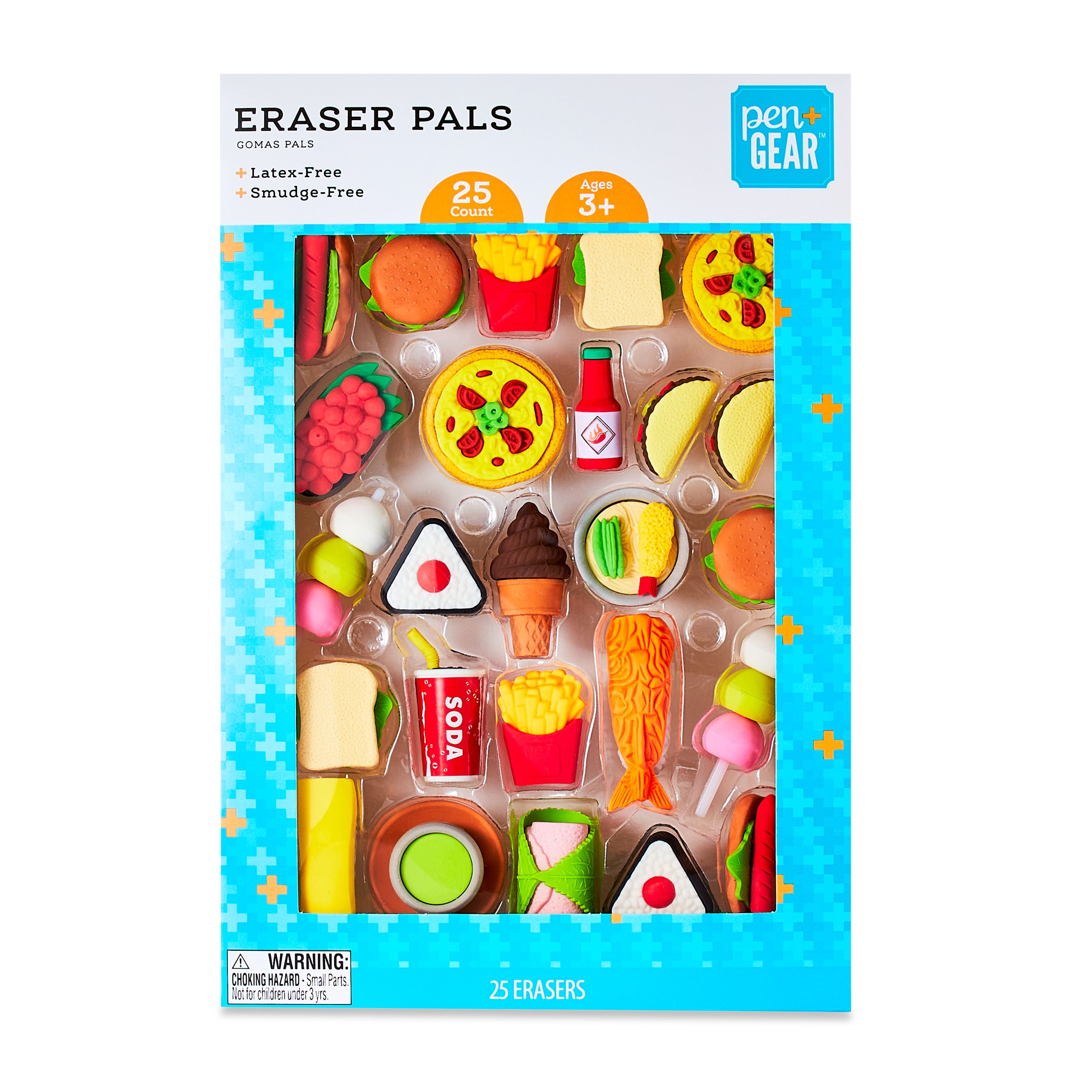 Pen+Gear Fast Food Eraser Pals, 25 Count, Multicolor