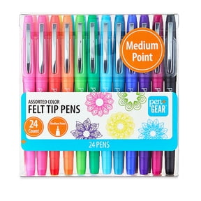Pen+Gear Felt-Tip Pens, Medium Point, Assorted Colors, 24 Count
