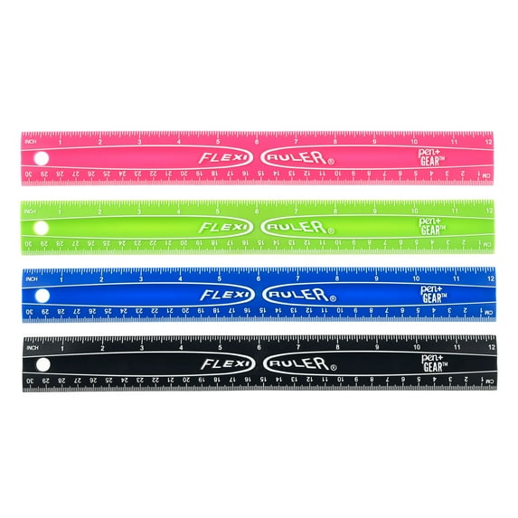 Pen+Gear Flexi Ruler, Plastic Ruler, Assorted Colors, 12", Assorted Colors