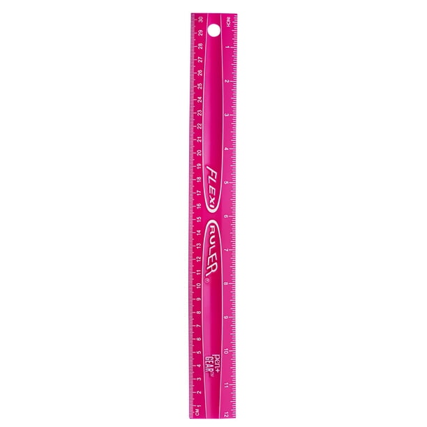 Pink Mile Ruler Pen + Gear Flexible Plastic 12