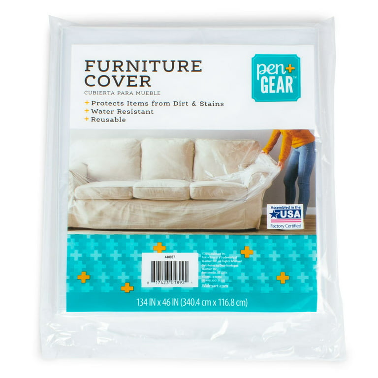 Pen + Gear Furniture Cover, Protects Furniture for Moving and Storing,  Clear, 134 in. x 46 in.