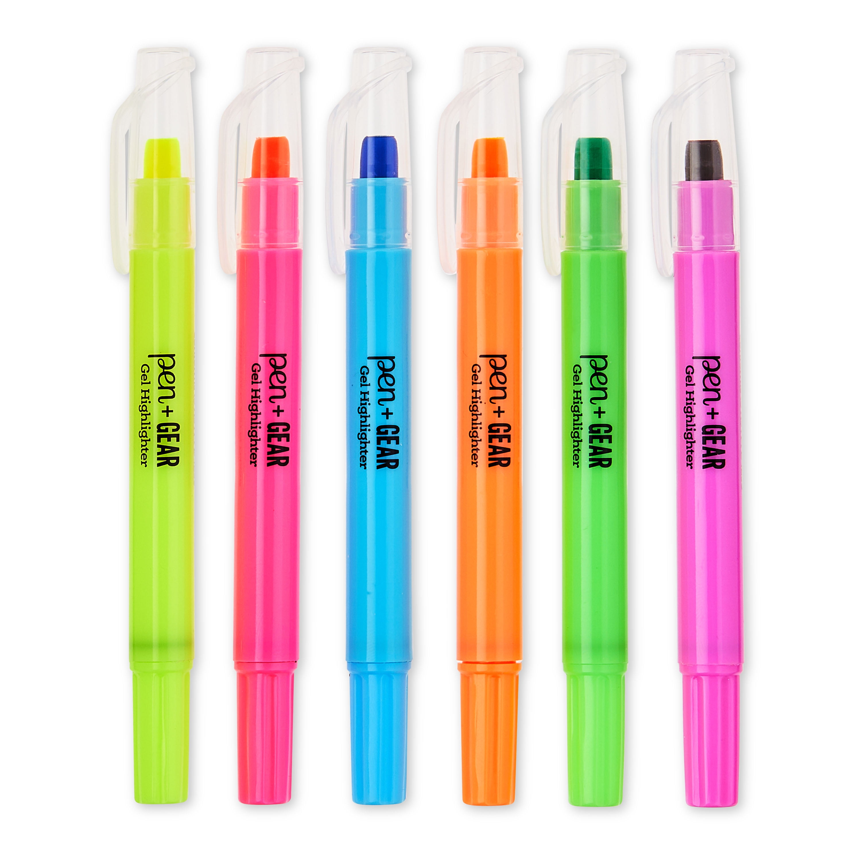 Pen+Gear Gel Highlighters, Round Tip, Assorted Colors, 6 Count