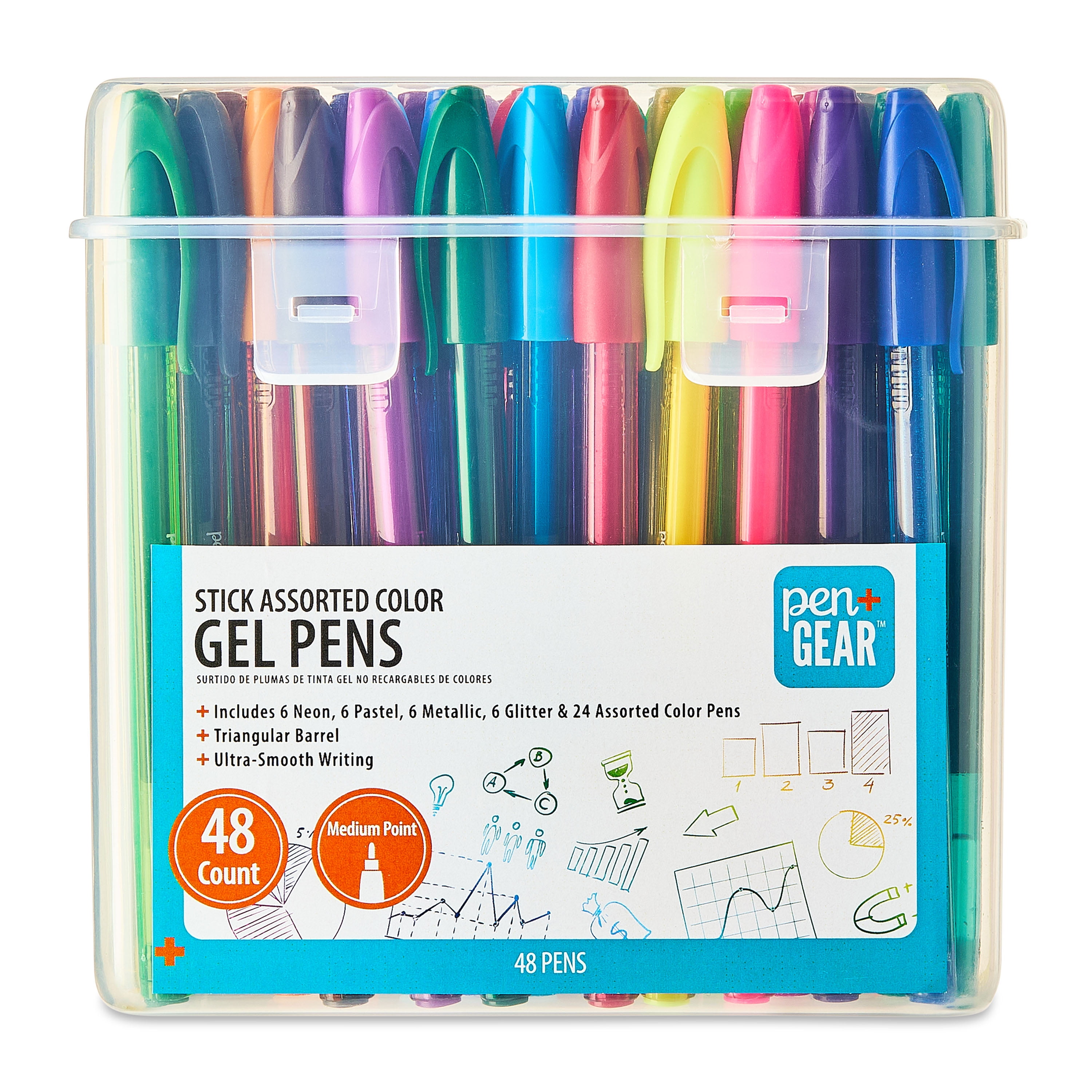 Pen+Gear Gel Stick Pens, Medium Point, Assorted Colors