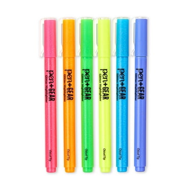 Pen+Gear Glitter Highlighters, Assorted Colors, 6 Count