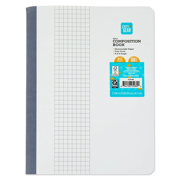 Pen+Gear Graph Ruled Poly Composition Notebook, White, 9.75" x 7.50 "x