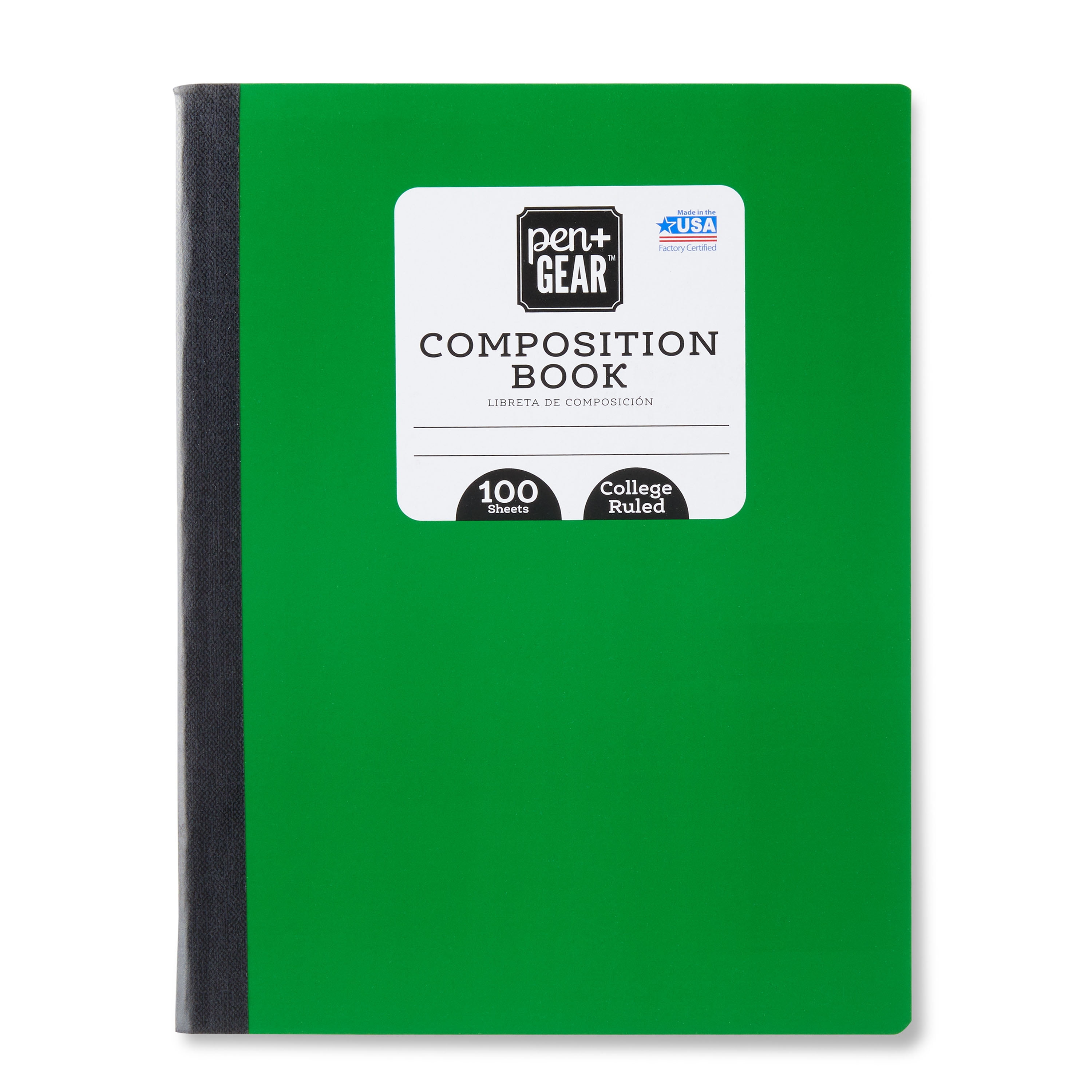 Pen+Gear Green Composition Book, College Ruled, 100 Sheets, 9.75" x 0.