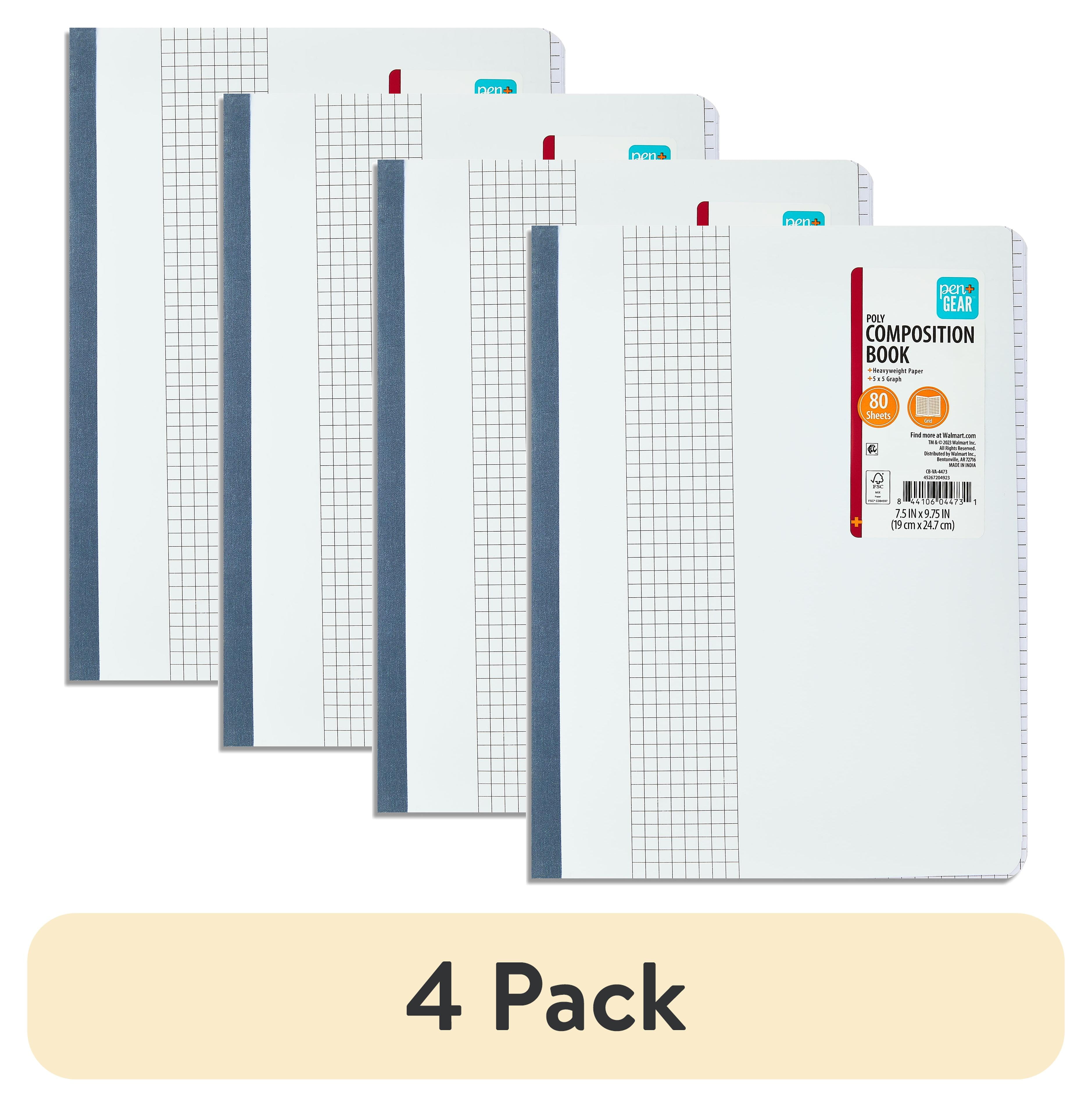 (4 pack) Pen+Gear Grid Ruled Poly Composition Notebook, 7.5" x 9.75
