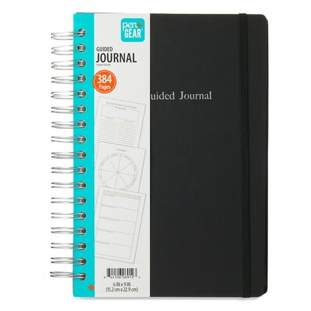 Pen+Gear Guided Journal with Daily Prompts, Black, 6" x 9", 384 Pages, All Ages