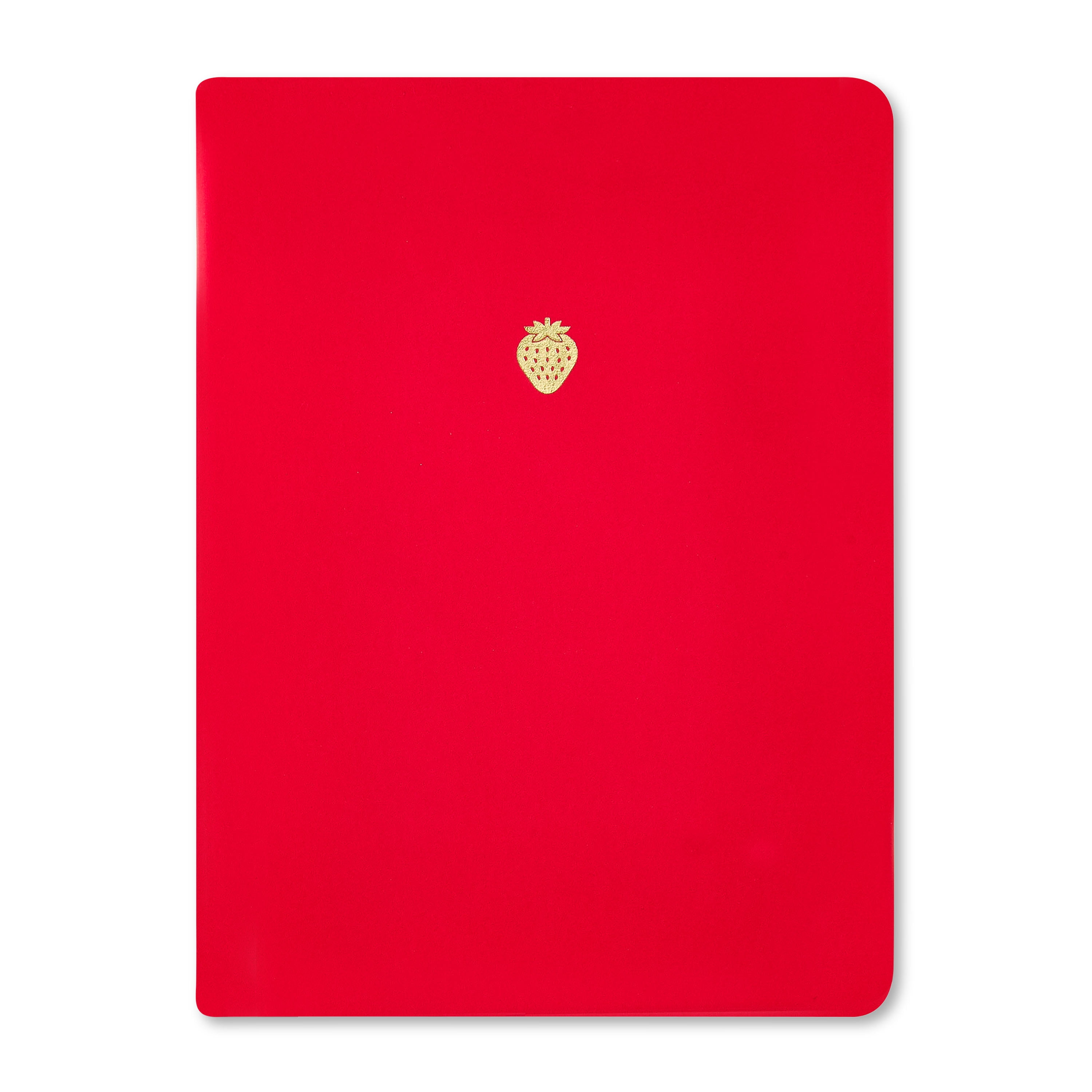 Pen+Gear Ruled Faux Suede Journal, 6" x 8", Red and Gold Strawberry, 160 Pages
