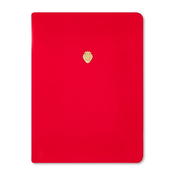 Pen+Gear Ruled Faux Suede Journal, 6" x 8", Red and Gold Strawberry, 160 Pages