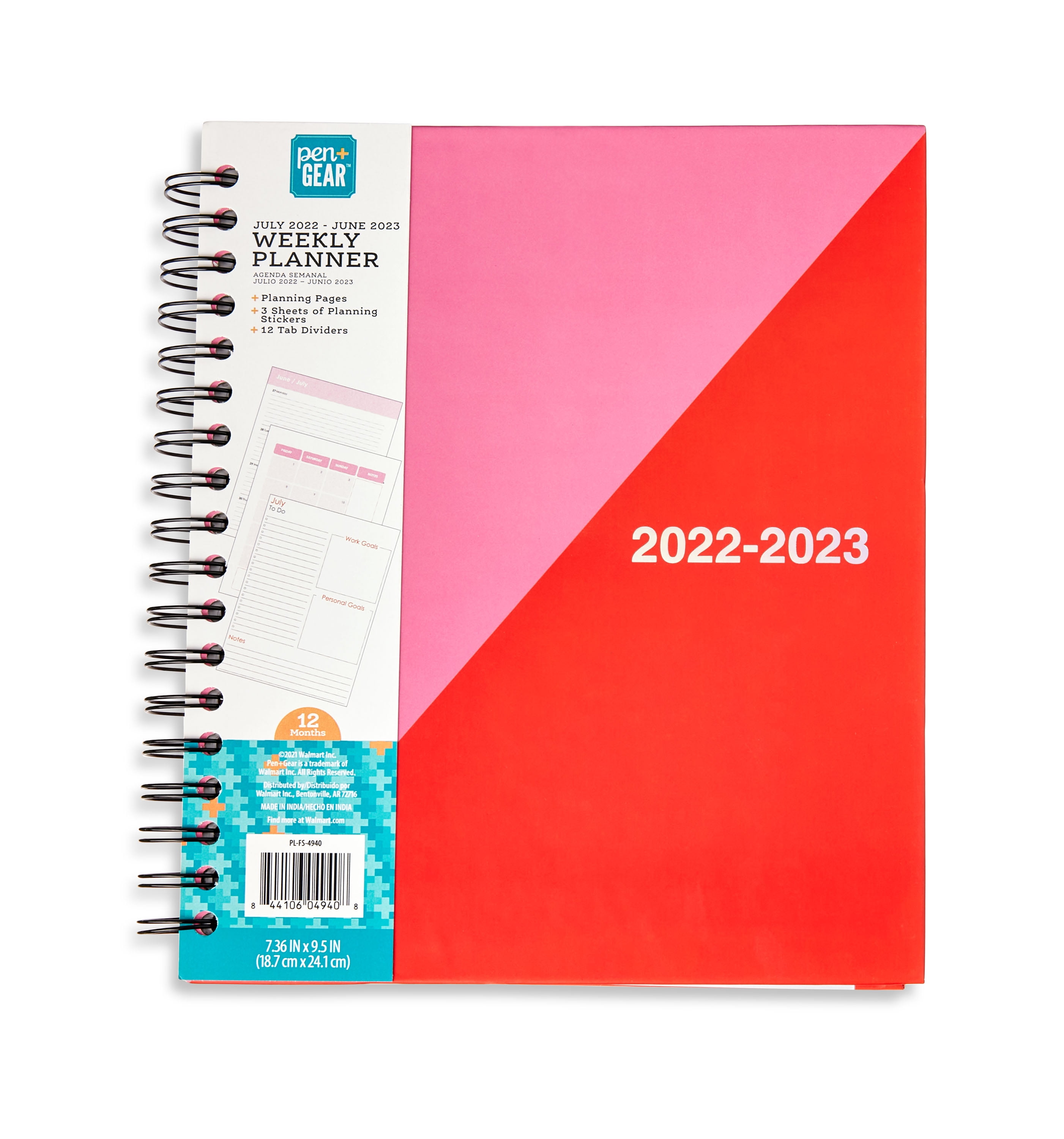 Pen+Gear Weekly Planner, January 2023 - December 2023, Dots