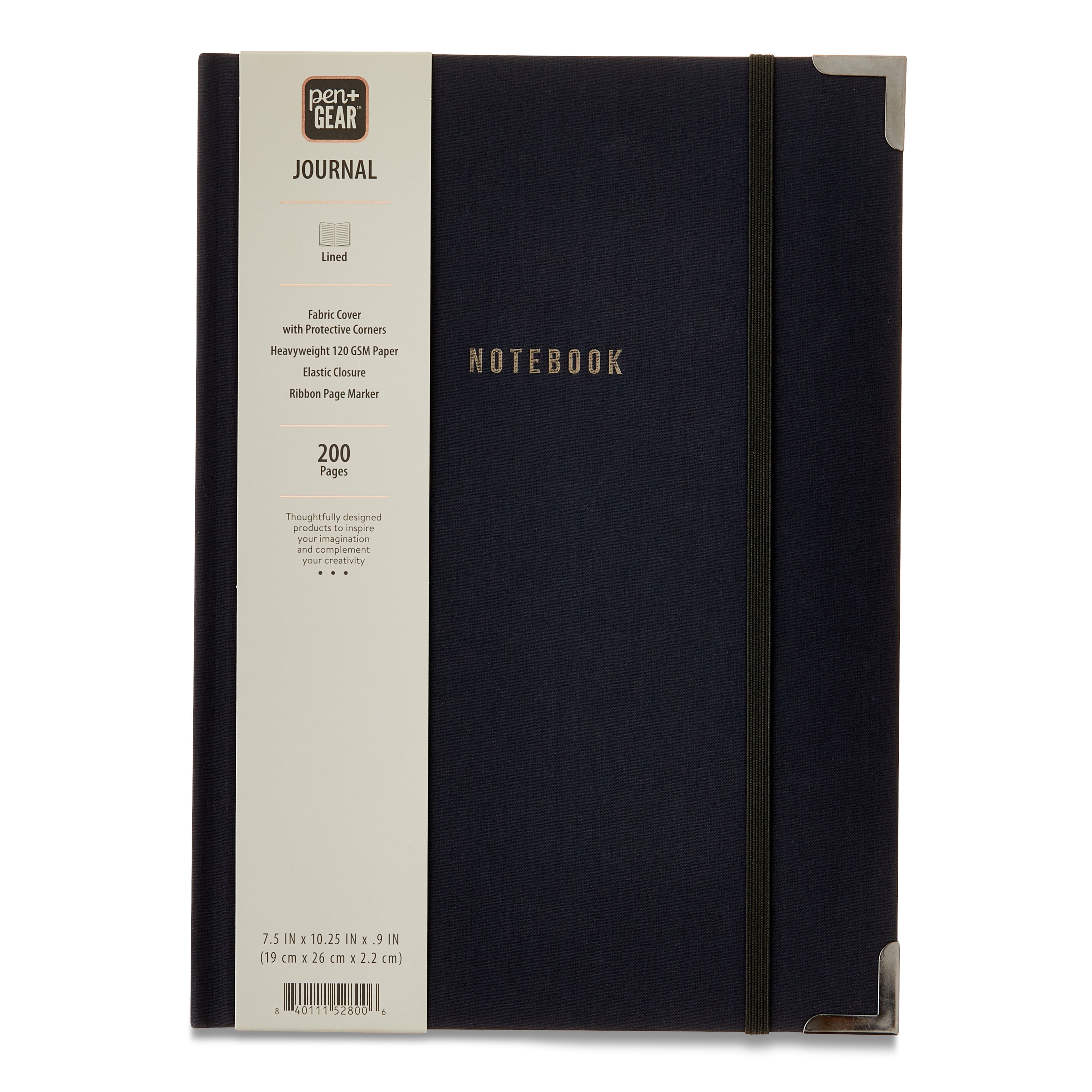 Pen+Gear Hardcover Journal, Rich Black Bookcloth, 7.5