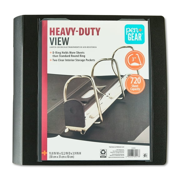 Pen+Gear 3" 3-Ring Standard Binder, Black