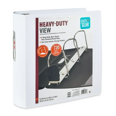 Pen+Gear Heavy Duty View 3" D-Ring Binder, White