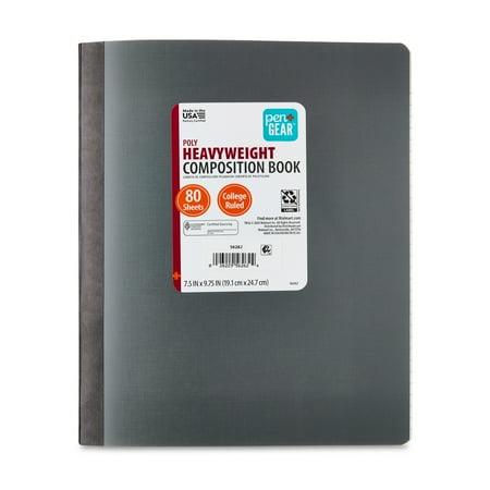 Pen+Gear Heavyweight College Ruled Poly Composition Book, 7.5 in x 9.75 in, Gray, 80 Sheets