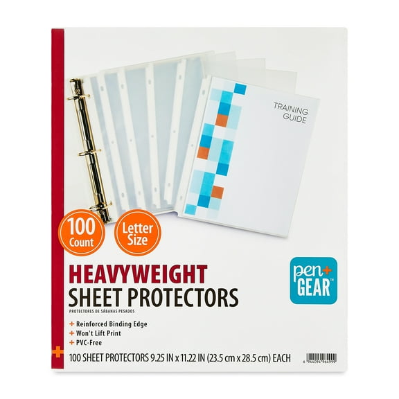 Pen+Gear Heavyweight Sheet Protectors, Letter Size, 8.5 in x 11 in, 100 Count