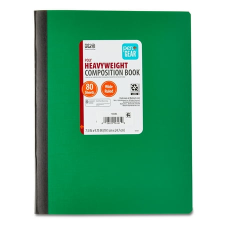 Pen+Gear Heavyweight Wide Ruled Poly Composition Book, 7.5 in x 9.75 in, Green, 80 Sheets