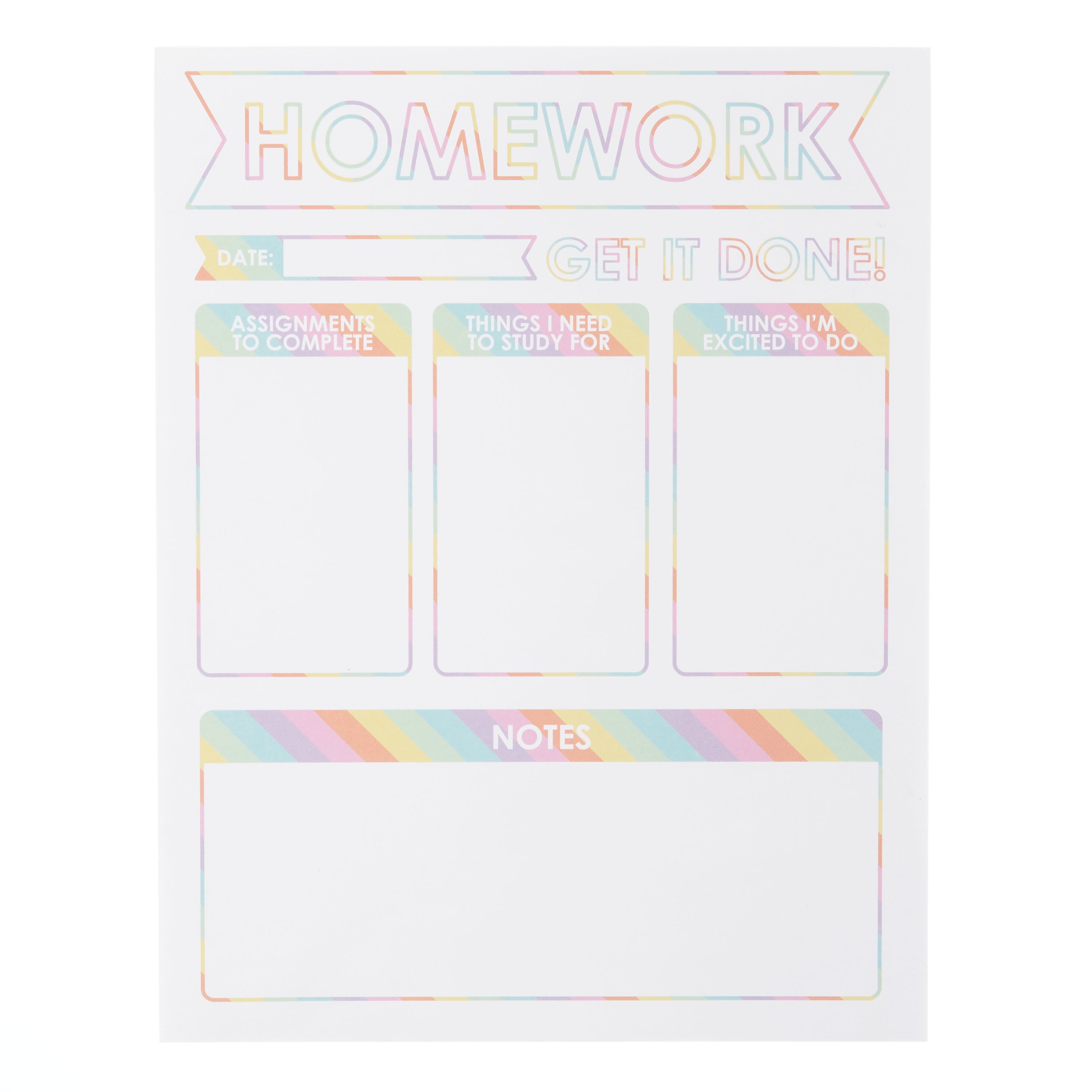Pen+Gear Homework Planner Pad, Rainbow, 60 Sheets - Walmart.com