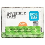 Pen + Gear Invisible Tape, Clear, 3/4" x 1000", 4 Roll of Tape