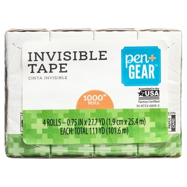 Pen + Gear Invisible Tape, Clear, 3/4" x 1000", 4 Roll of Tape