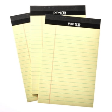 Pen+Gear Jr. Legal Pads, Canary Color Paper, 5" x 8", Wide Ruled, 50 Sheets, 3 Count per Pack