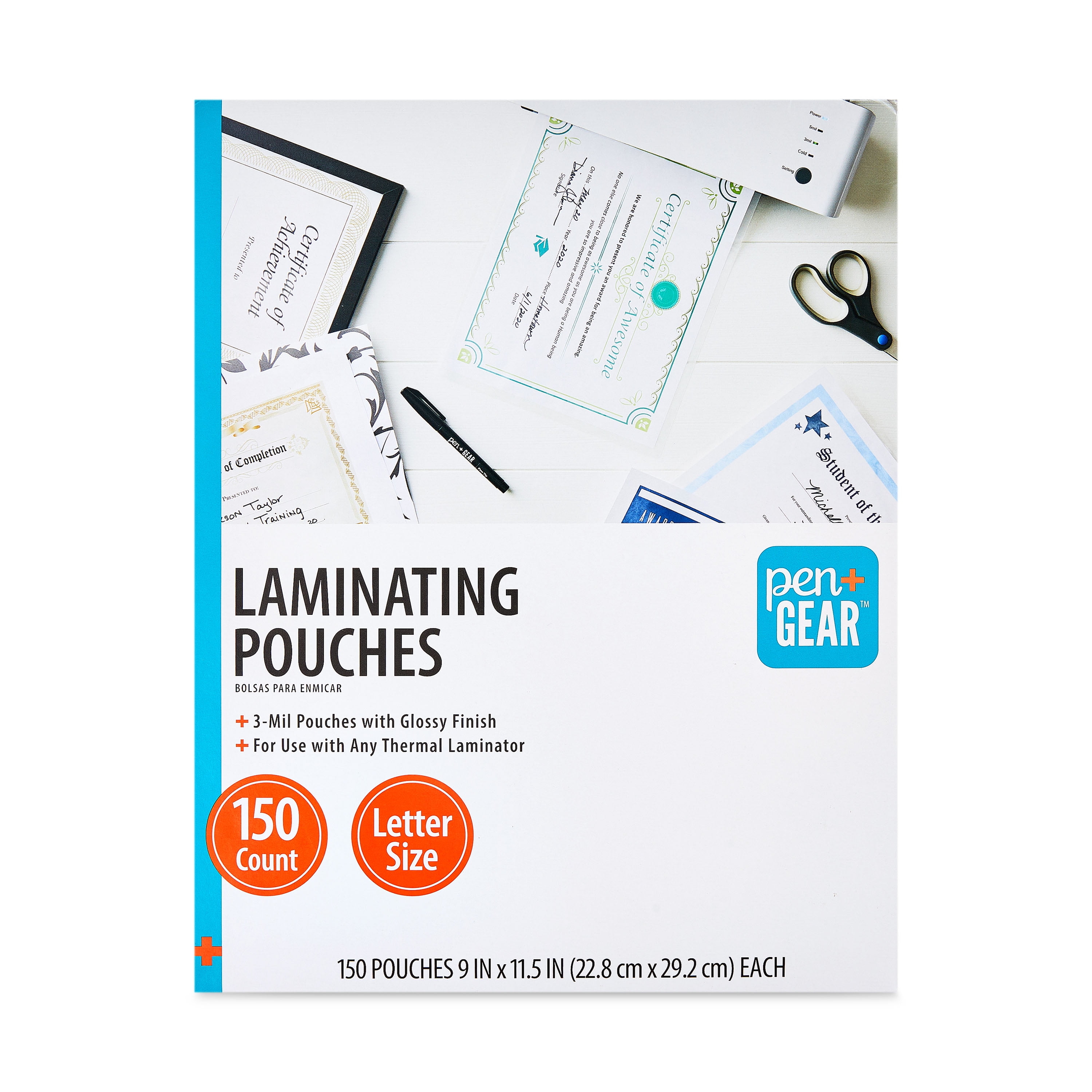 Pen+Gear Laminating Pouches, 9" x 11.5", Letter Size Sheets, 3 Mil, 150